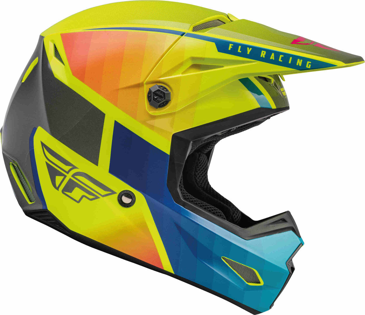 fly racing kinetic drift youth casco motocross blu giallo m