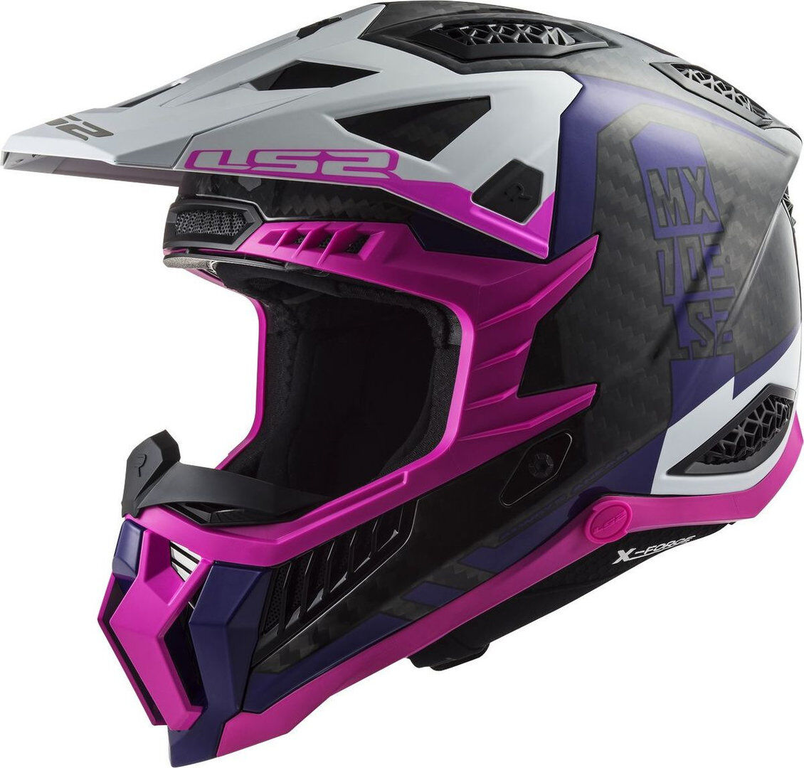 ls2 mx703 x-force victory carbon casco motocross nero rosa 2xl