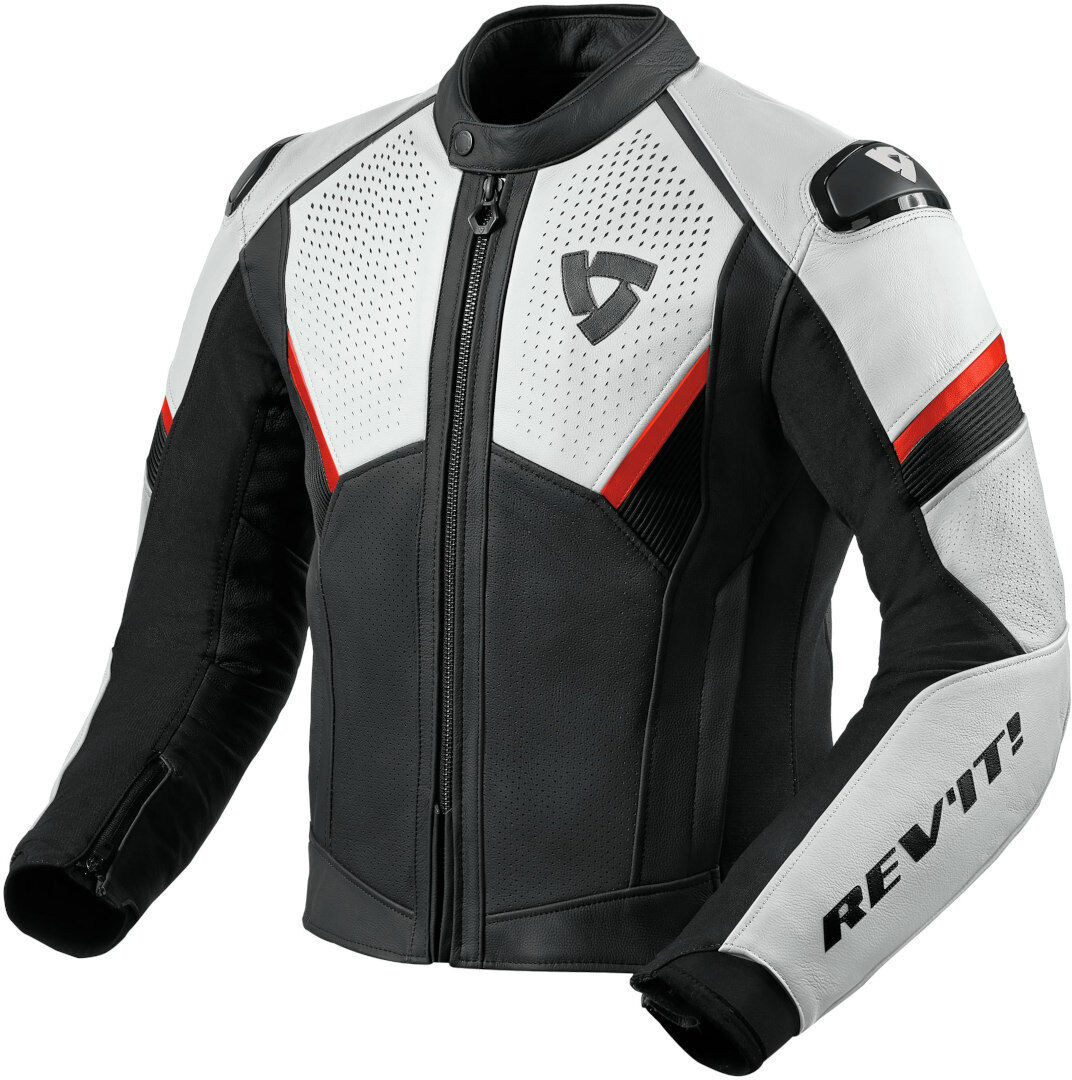 revit matador giacca in pelle per moto nero bianco rosso 46