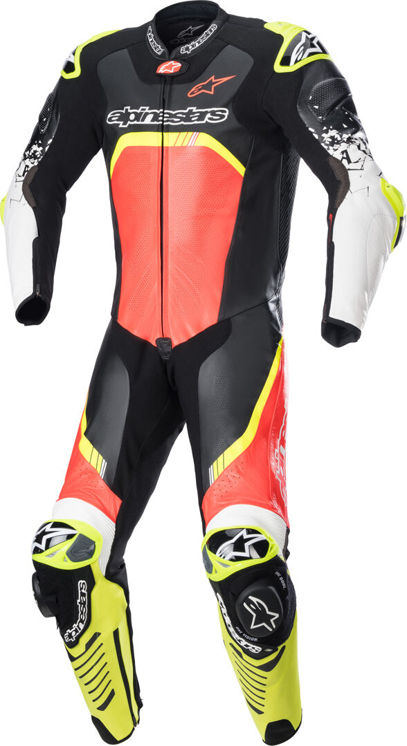 alpinestars gp tech 4 costume intero in pelle per moto nero rosso giallo 50