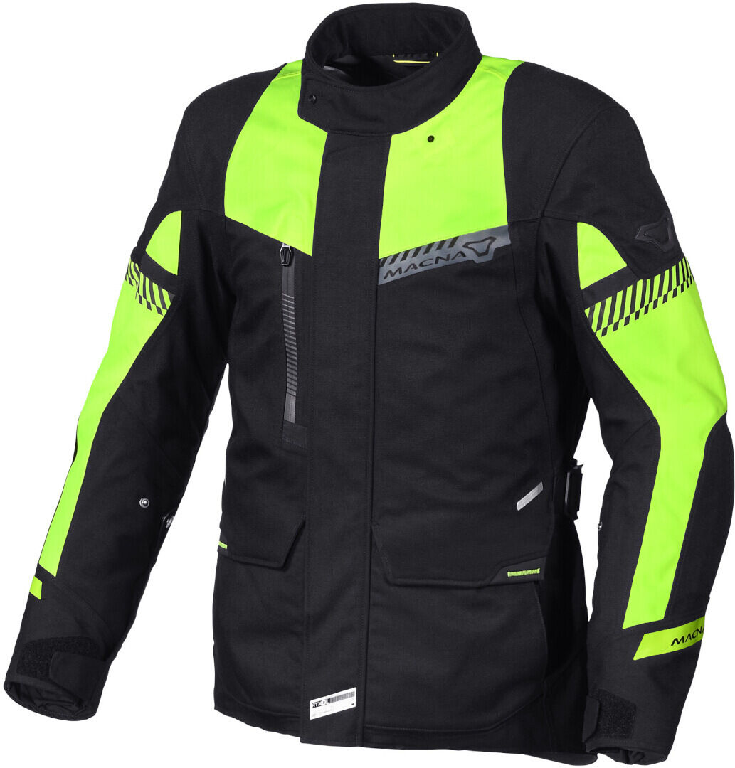 macna aspire giacca tessile moto impermeabile nero giallo 2xl