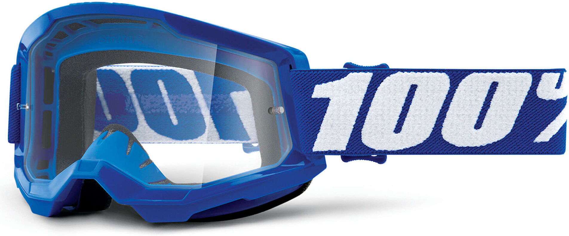 100% strata 2 clear occhiali da motocross bianco blu unica taglia