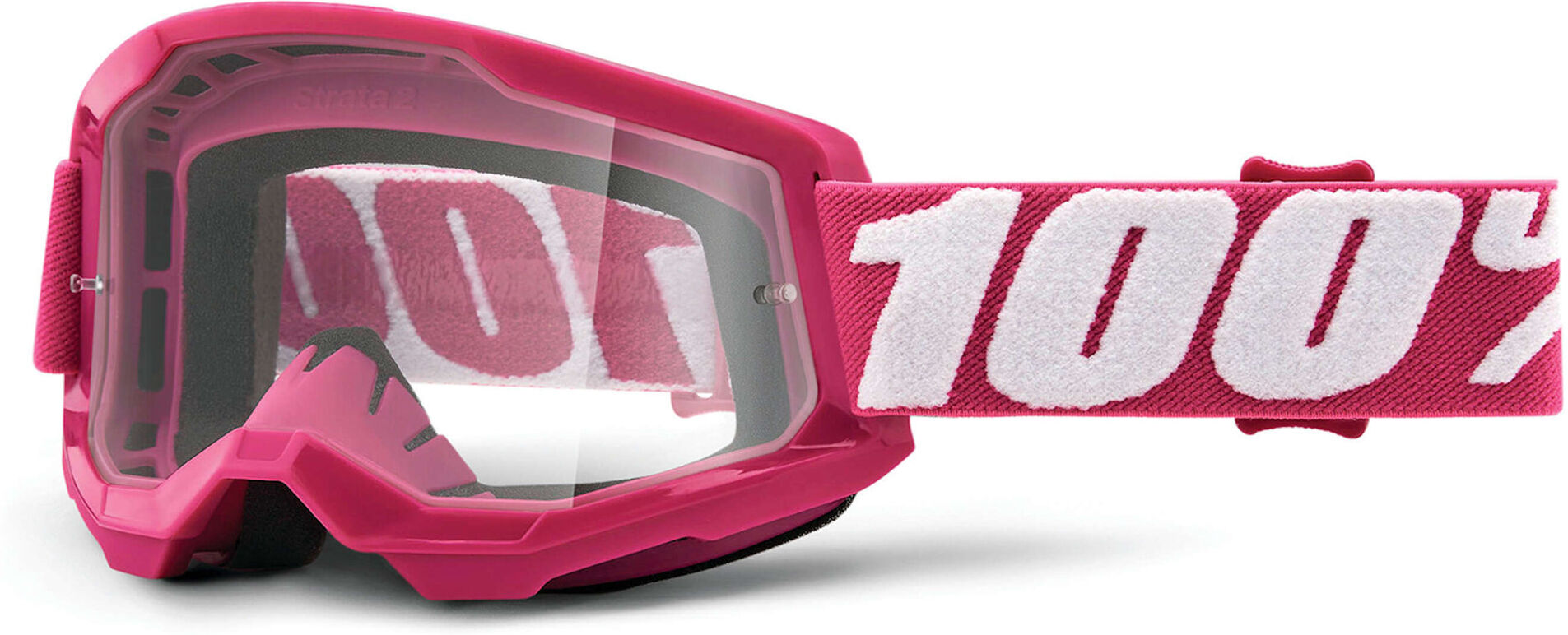 100% strata 2 clear occhiali da motocross bianco rosa unica taglia