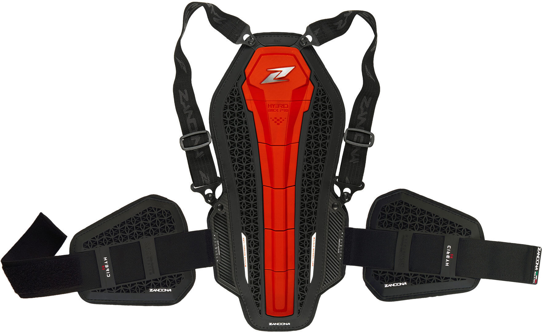 zandona hybrid back pro rs x6 protezione per la schiena nero rosso unica taglia