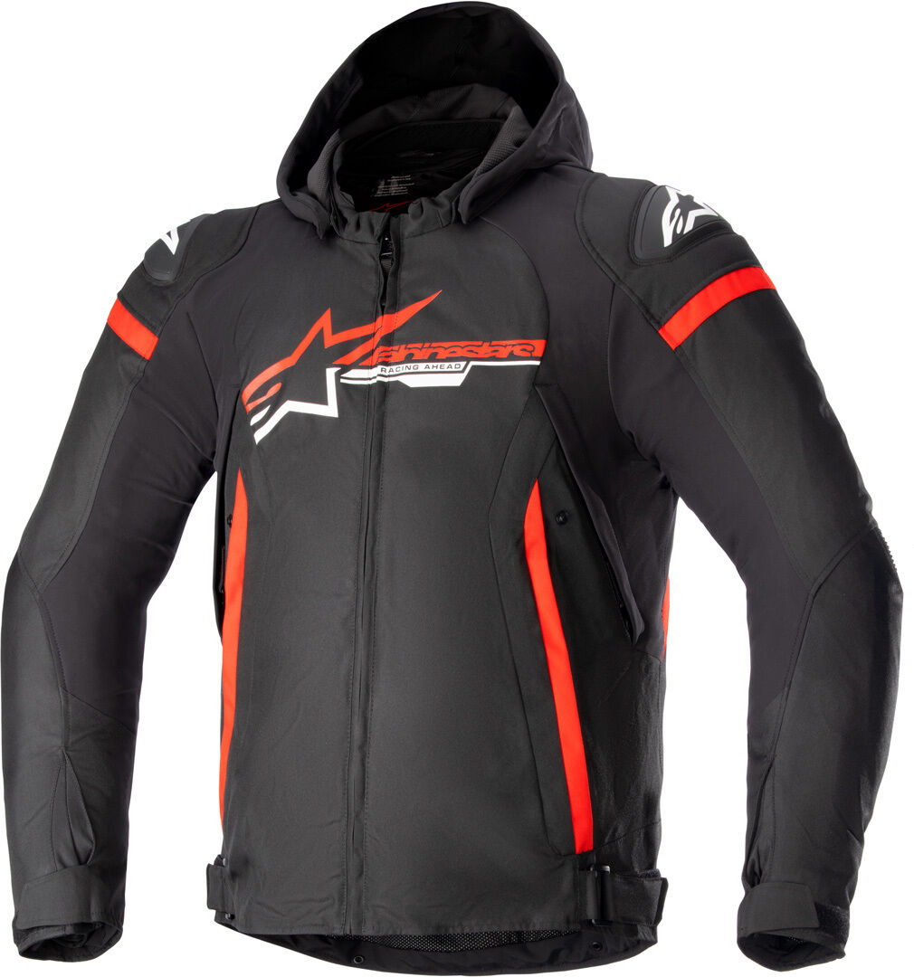 alpinestars zaca giacca tessile moto impermeabile nero bianco rosso m