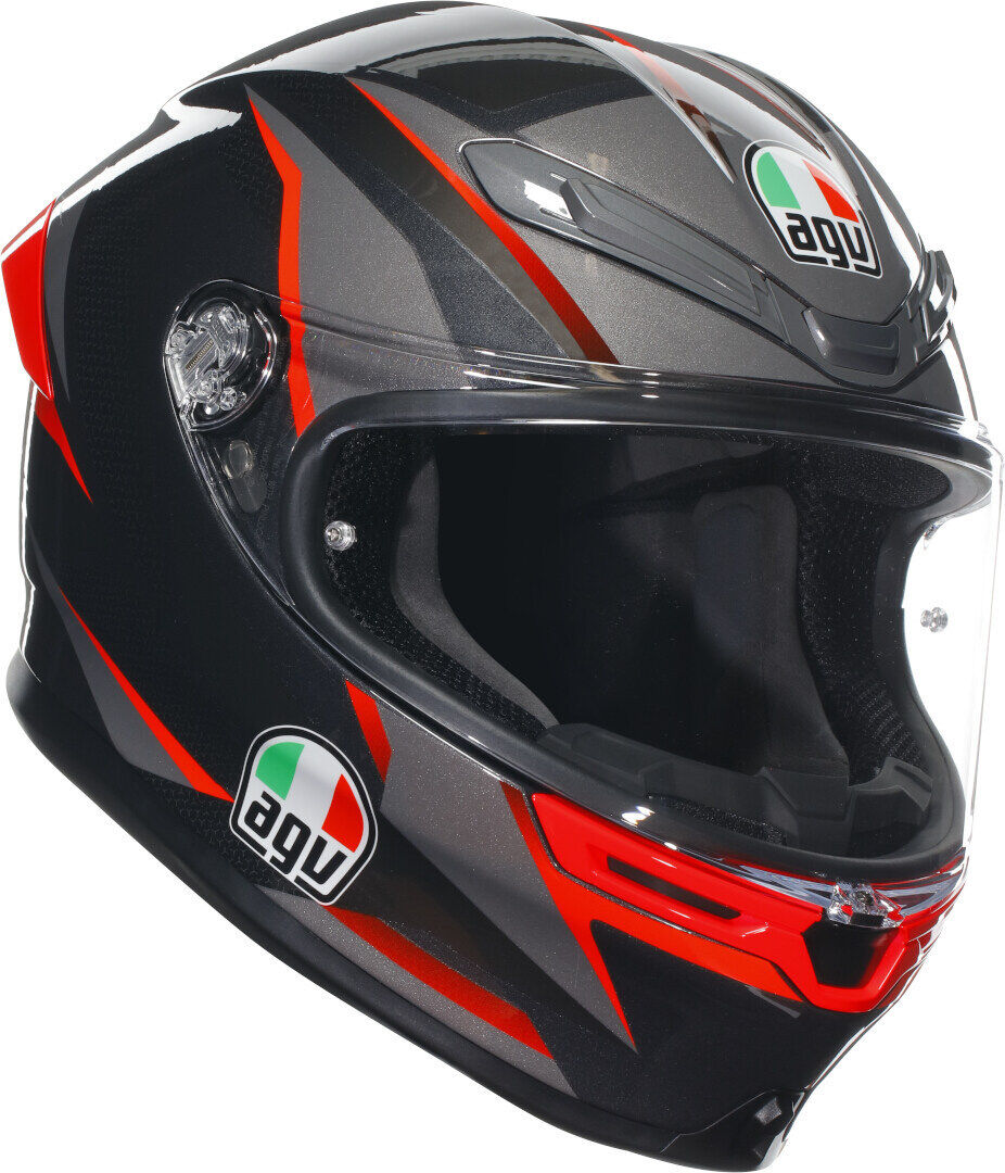 agv k-6 s slashcut casco nero grigio rosso xl