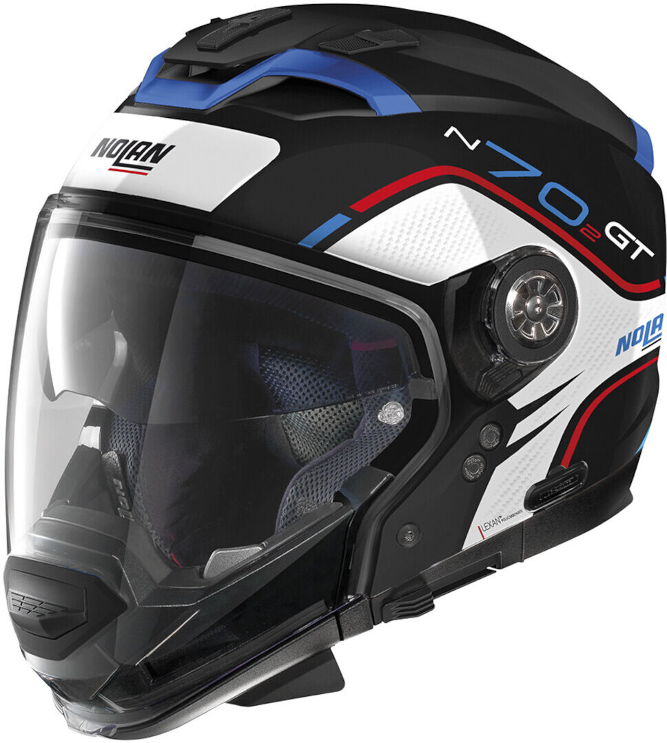 nolan n70-2 gt flywheel 2023 n-com casco nero bianco blu s