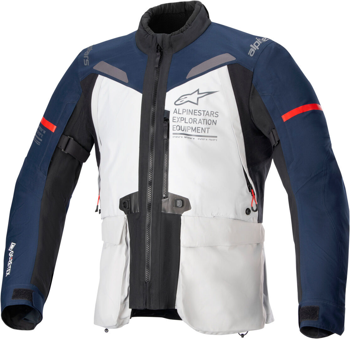 alpinestars st-7 2l gore-tex giacca tessile moto impermeabile grigio blu 3xl