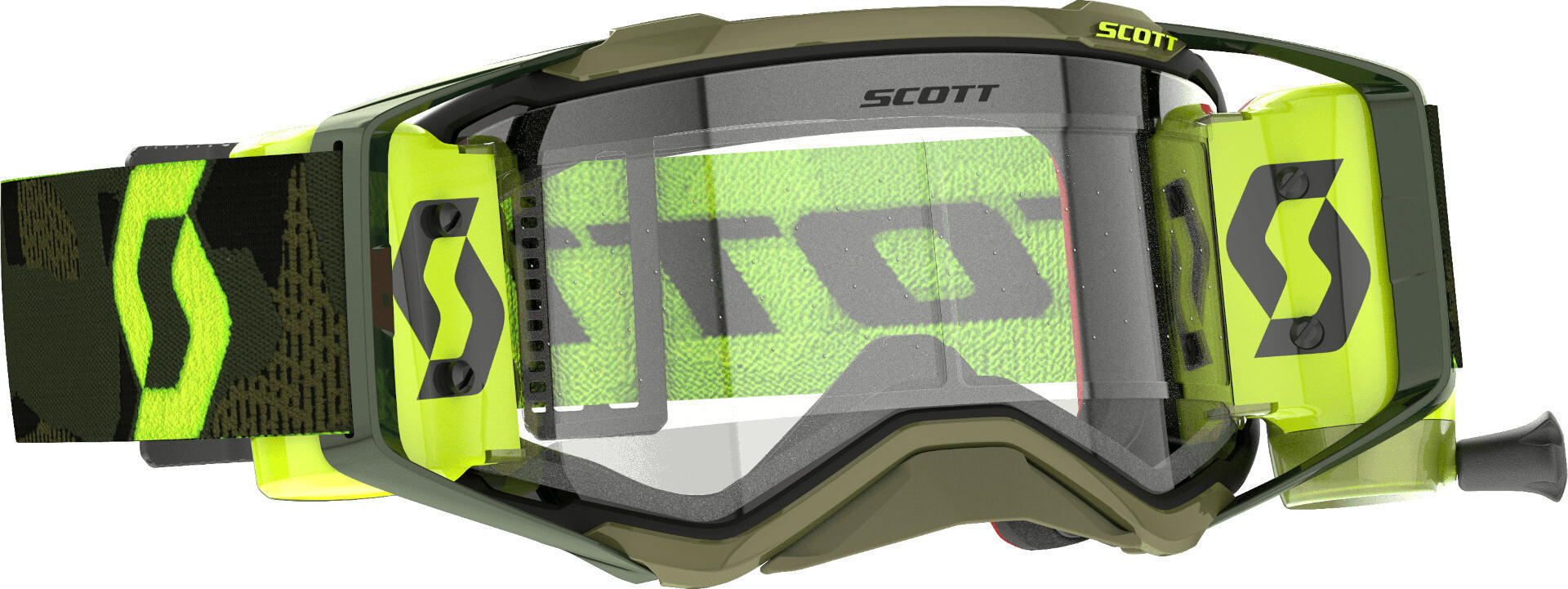 scott prospect super wfs camo roll-off occhiali da motocross nero grigio verde marrone unica taglia