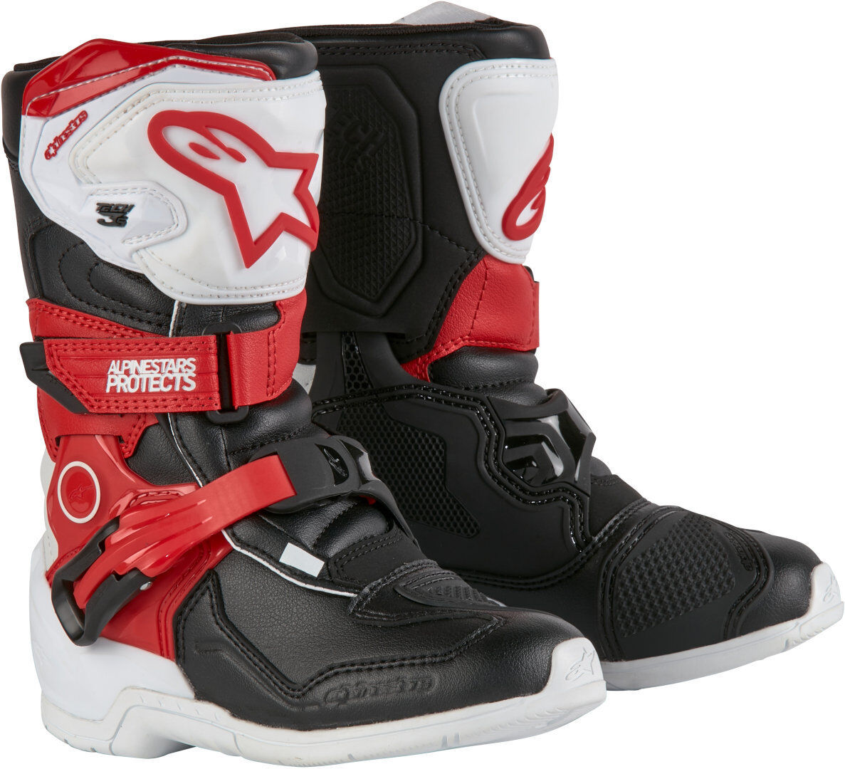 alpinestars tech 3s stivali da motocross per bambini nero bianco rosso 28