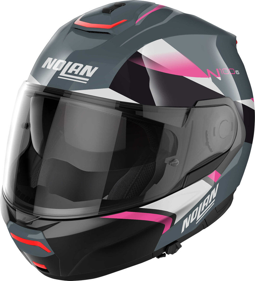 nolan n100-6 paloma n-com casco nero grigio rosa 2xs