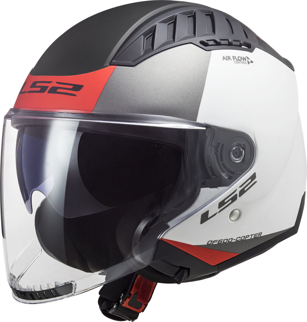 ls2 of600 copter ii urbane casco jet nero bianco rosso 2xl