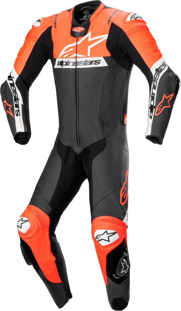 alpinestars missile v2 ward traforato one piece moto tuta in pelle nero rosso 58