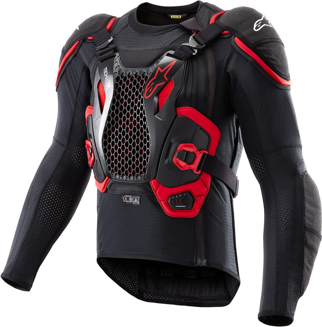 alpinestars tech-air off-road maglietta di protezione dell'airbag nero rosso xl