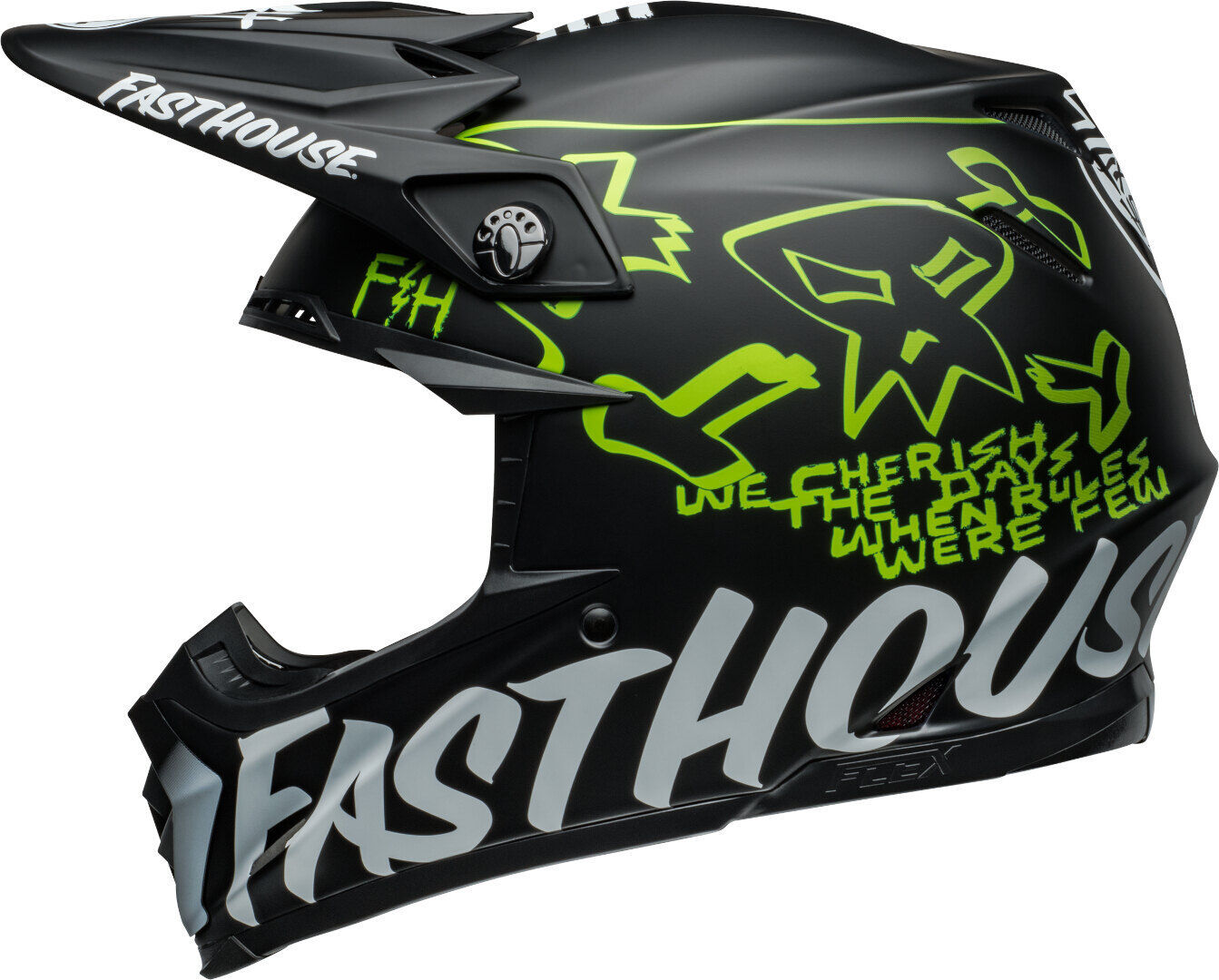 bell moto-9s flex fasthouse mc core casco da motocross nero giallo argento xl