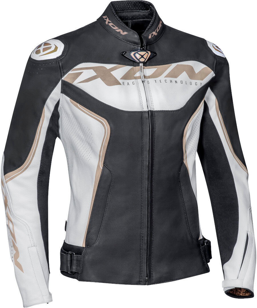 Ixon Trinity Giacca donna in pelle moto Nero Bianco Oro M