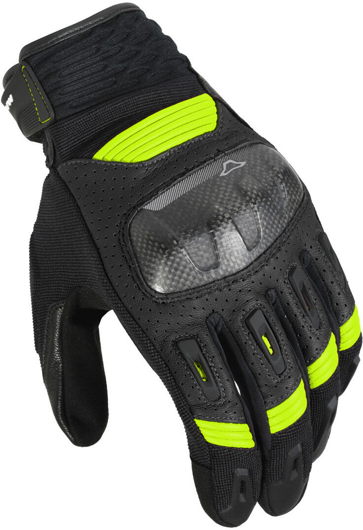 Macna Rime Guanti da moto perforati Nero Giallo 2XL