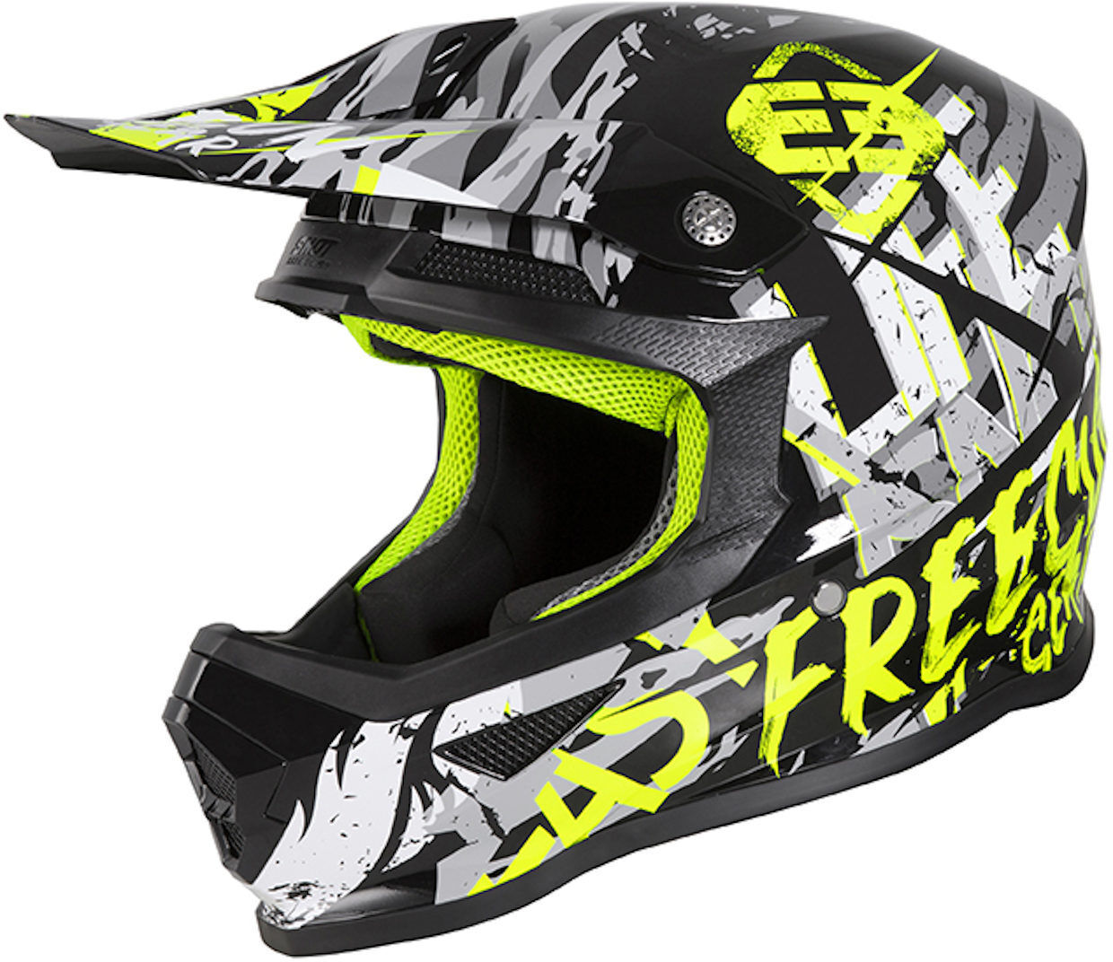 Freegun XP4 Maniac Casco Motocross Nero Giallo XS