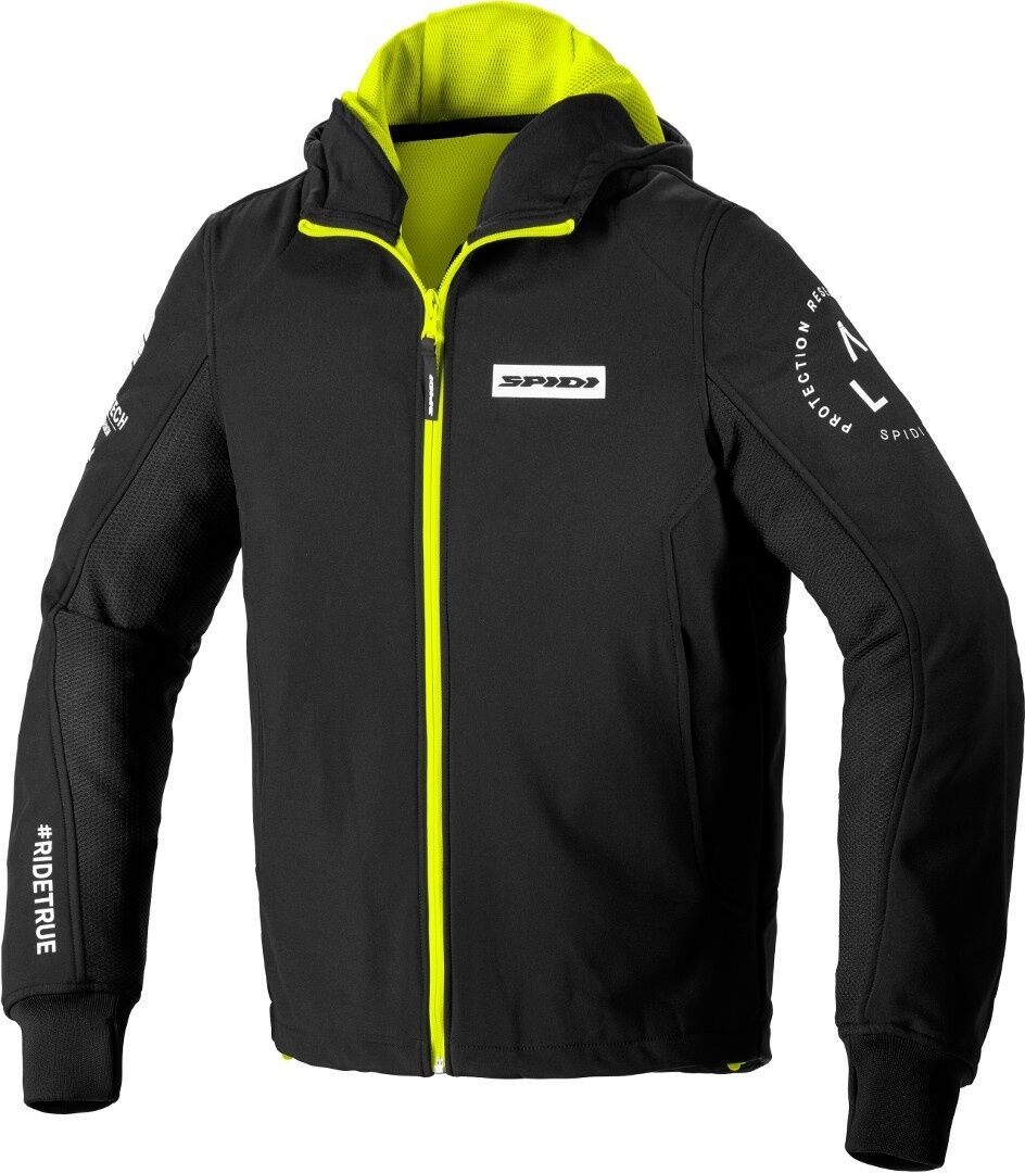 Spidi TexTech Armor Evo Felpa con cappuccio motociclistica Nero Giallo 2XL