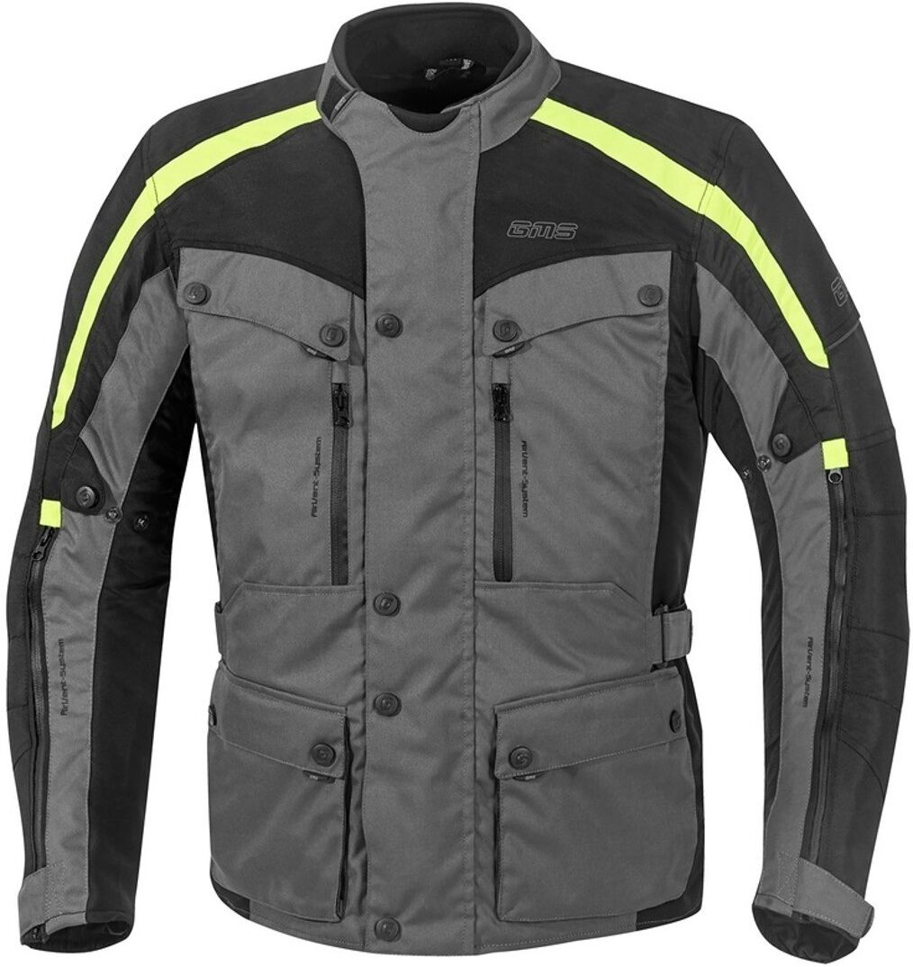 gms Temper Giacca tessile moto Nero Grigio Giallo 3XL