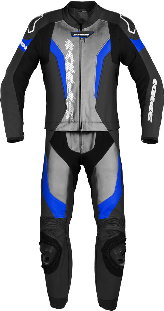 Spidi Laser Touring Abito in pelle moto in due pezzi Nero Grigio Blu 54