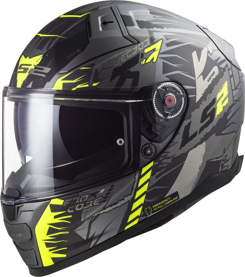 LS2 Vector II Techbot Casco Nero Giallo 2XS