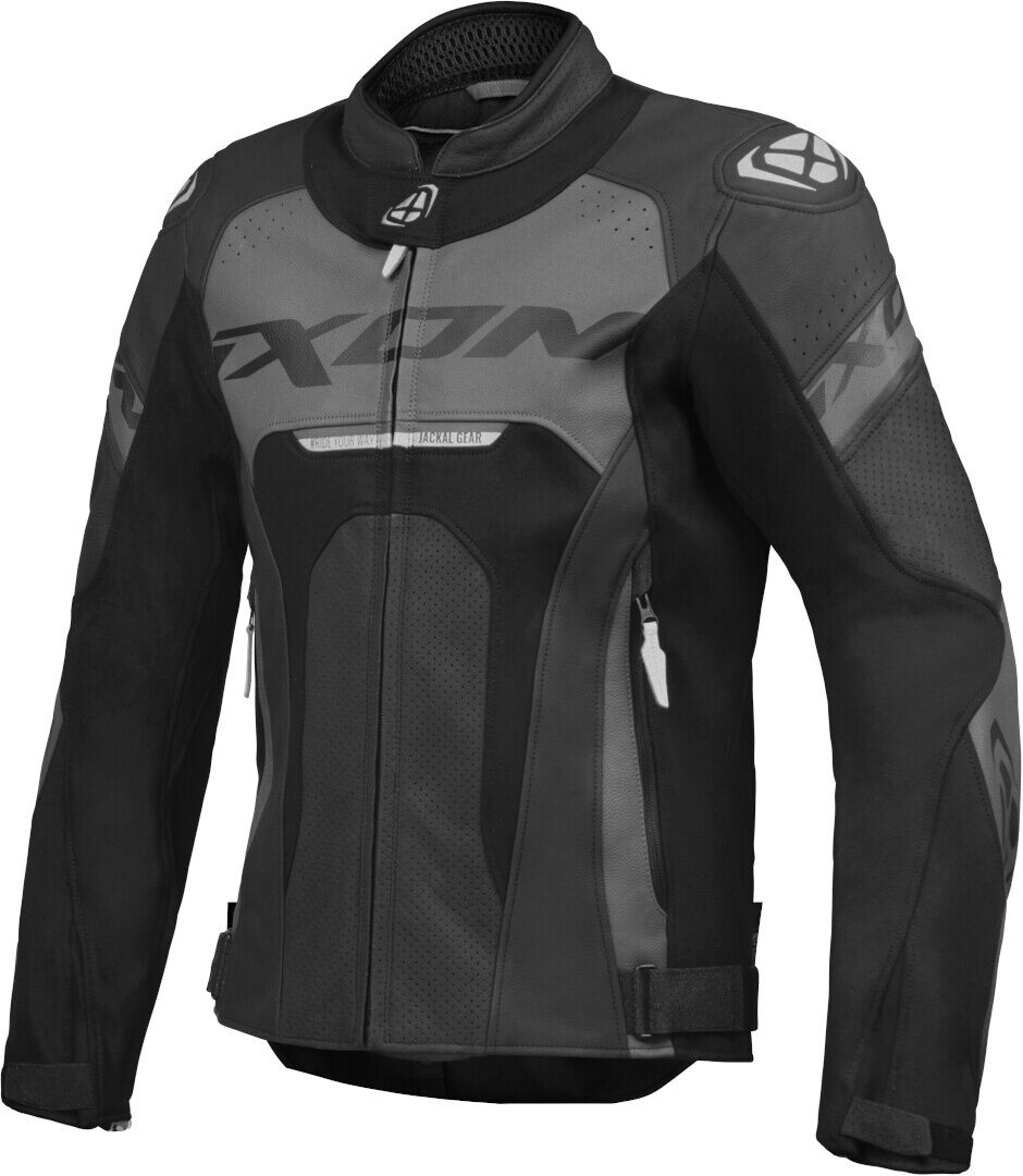 Ixon Jackal JKT Giacca in pelle per moto Nero Grigio XL