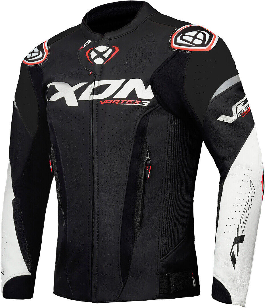 Ixon Vortex 3 Giacca in pelle moto Nero Bianco M