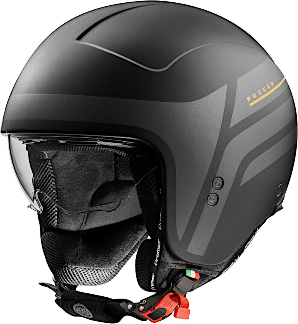 Premier Rocker ON 19 BM Casco Jet Nero Grigio Giallo XS