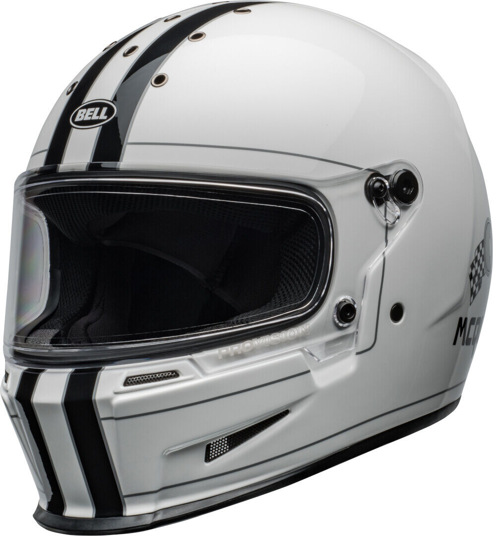 Bell Eliminator Steve McQueen Casco Nero Bianco L