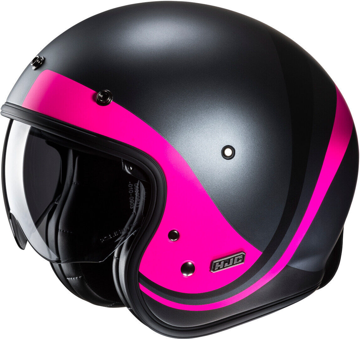 HJC V31 Emgo Retro Casco Jet Nero Rosa L