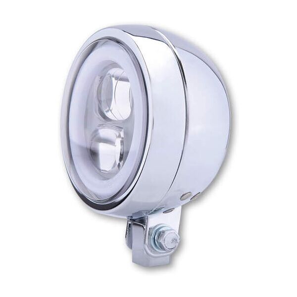 highsider led spotlight flat typ 9 con anello di luce di parcheggio, cromo, montaggio inferiore argento