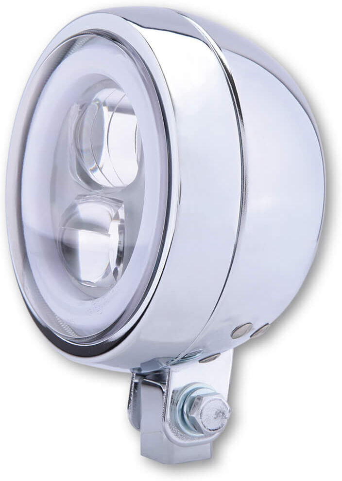 HIGHSIDER LED spotlight FLAT TYP 9 con anello di luce di parcheggio, cromo, montaggio inferiore Argento