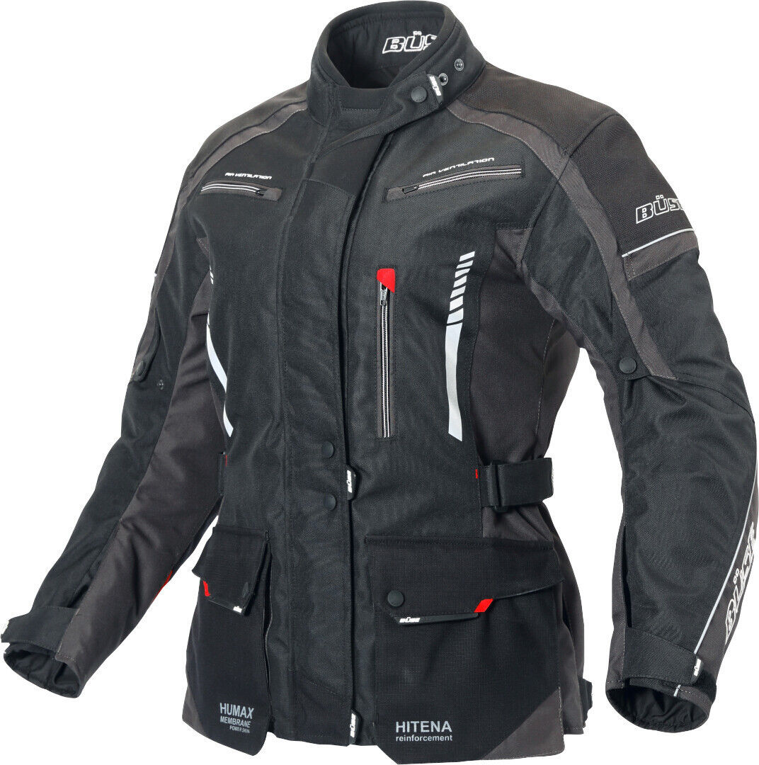 Büse Torino II Giacca tessile moto da donna Nero Grigio 38