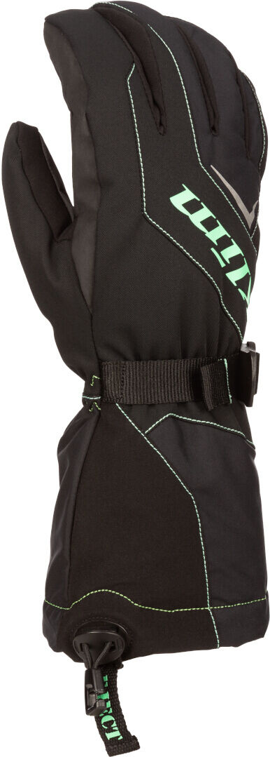 Klim Ember Gauntlet Guanti da motoslitta da donna Nero Verde L