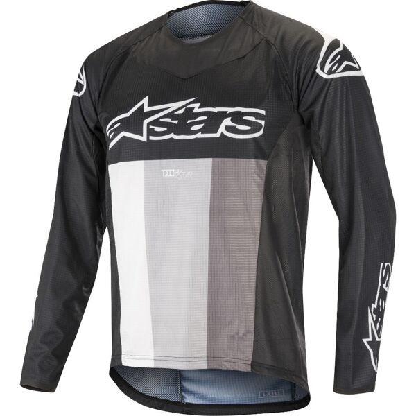 alpinestars techstar bicicletta di ls jersey nero grigio bianco s