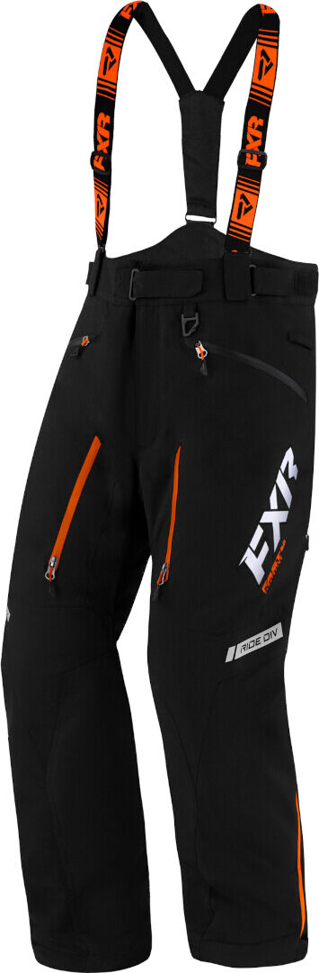 fxr mission fx 2023 pantaloni con bretelle da motoslitta nero arancione l