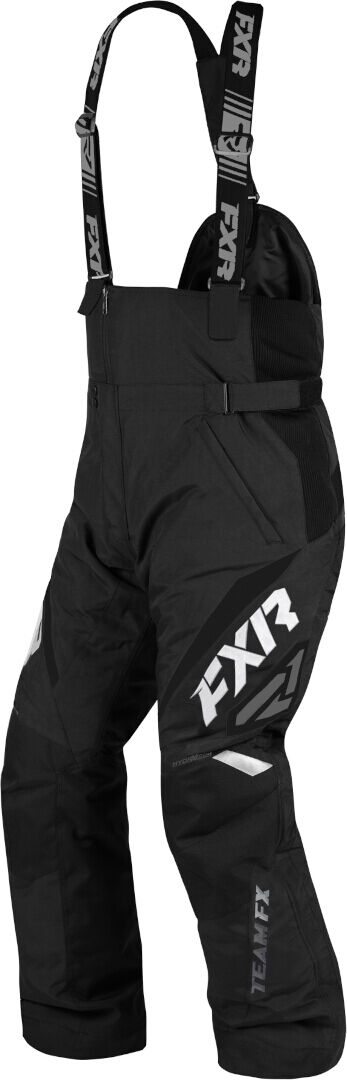 fxr team fx 2023 pantaloni con bretelle da motoslitta nero bianco 2xl