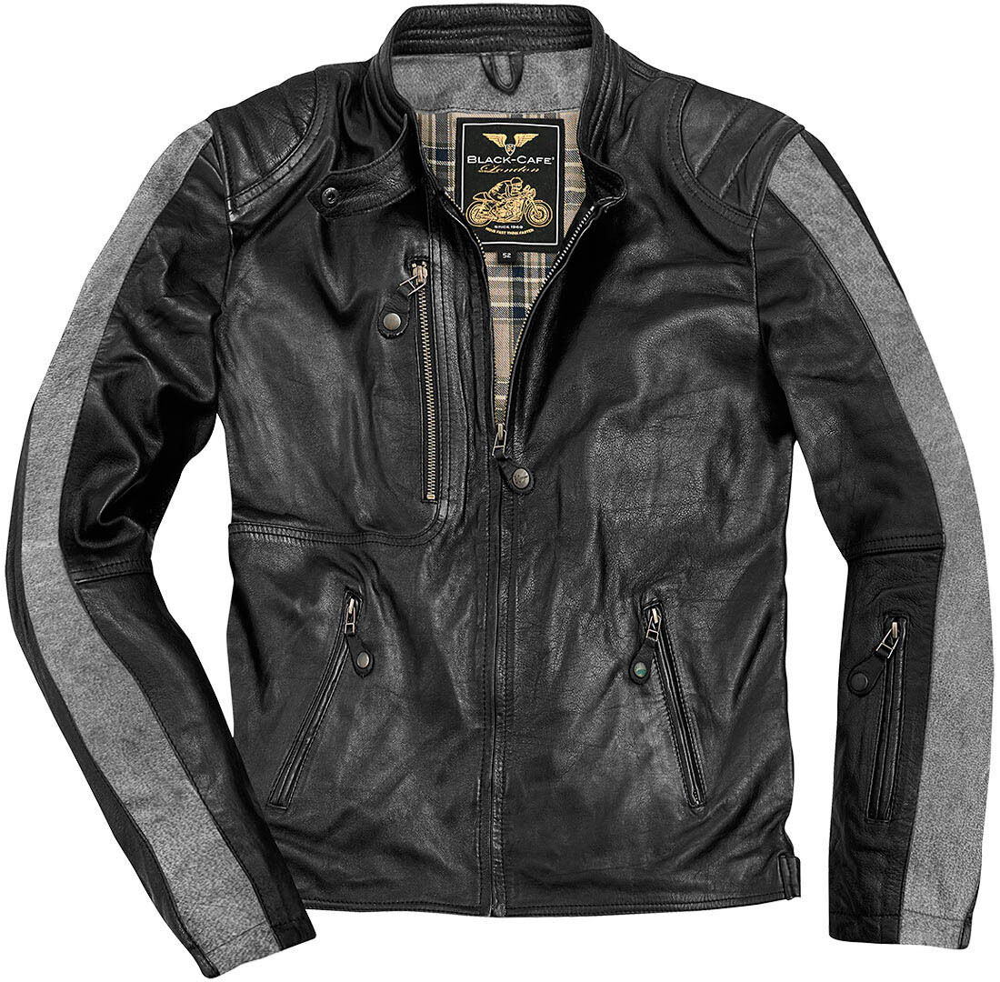 Black-Cafe London Vintage Giacca in pelle motociclistica Nero 50
