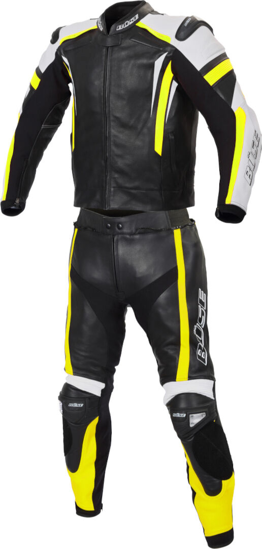 Büse Track Two Piece Tuta in pelle da moto Nero Giallo 52