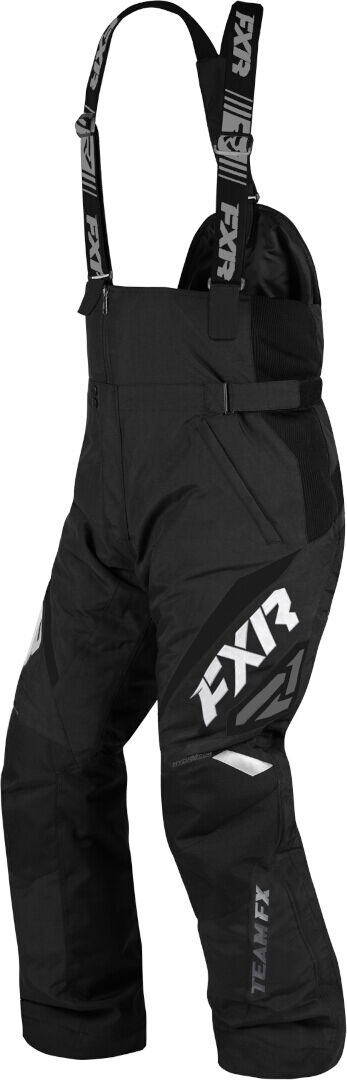 FXR Team FX 2023 Pantaloni con bretelle da motoslitta Nero Bianco 2XL