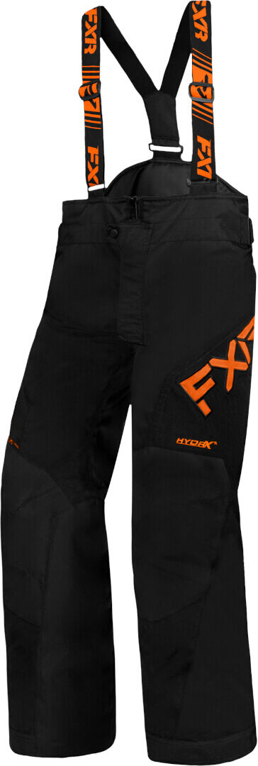 FXR Clutch 2023 Pantaloni con bretelle per motoslitte giovanili Nero Arancione 2XL 3XL