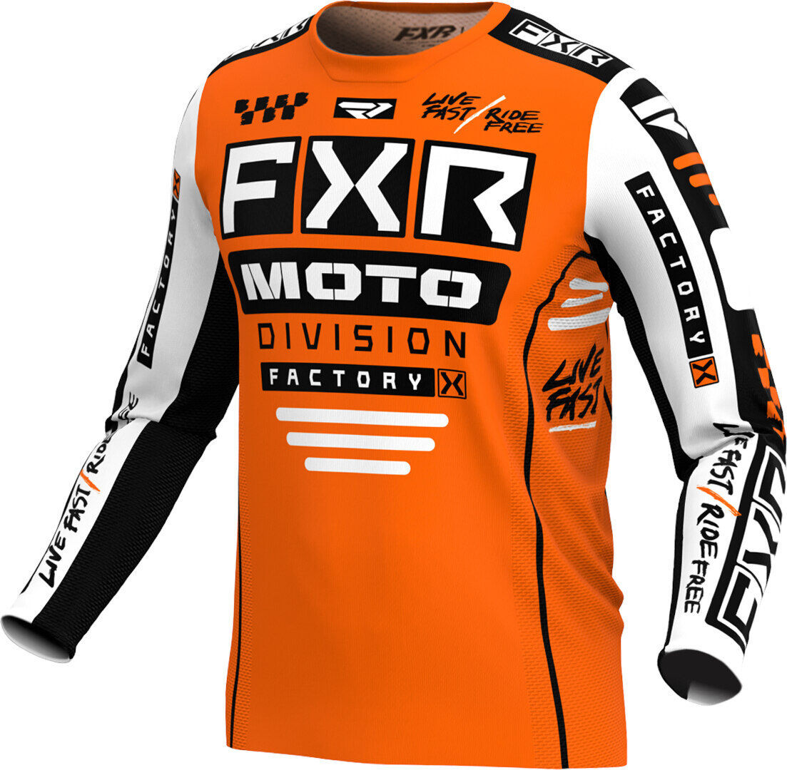FXR Podium 2024 Youth Maglia Motocross Nero Bianco Arancione S