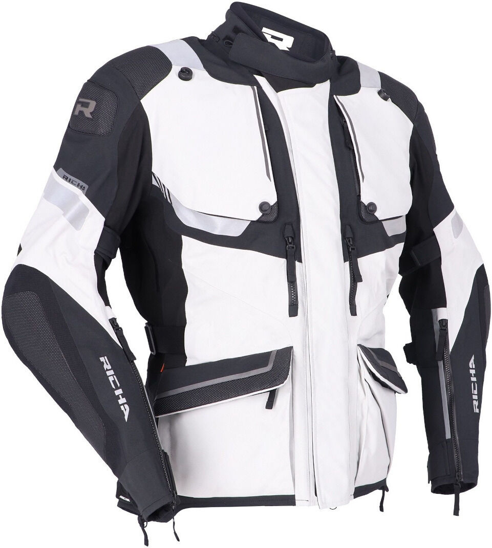 Richa Armada Gore-Tex Pro impermeabile Moto Tessile Giacca Nero Grigio Bianco 4XL