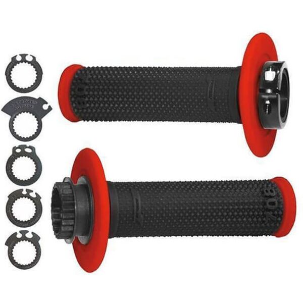 progrip grip manubrio  708, nero/rosso, grip lock-on nero rosso