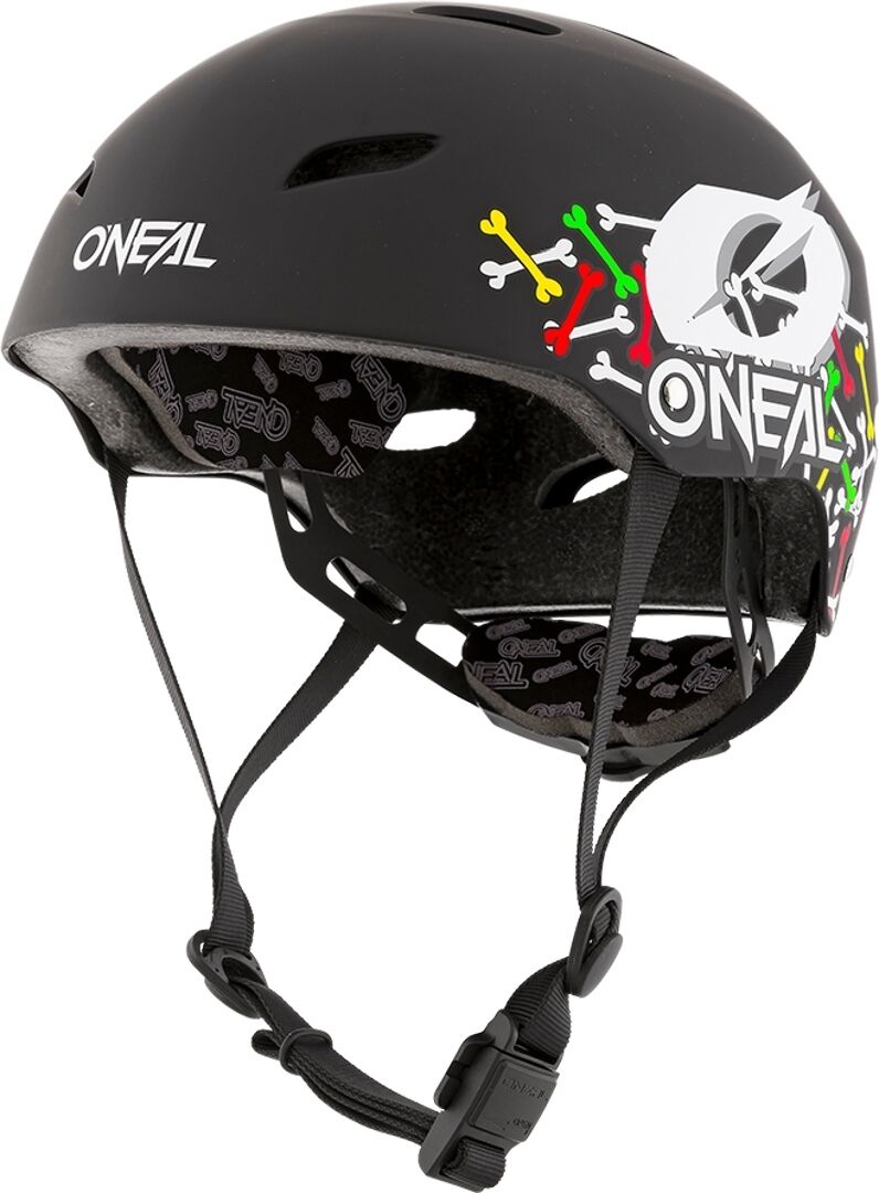 oneal dirt lid skulls casco da bicicletta per giovani nero bianco s