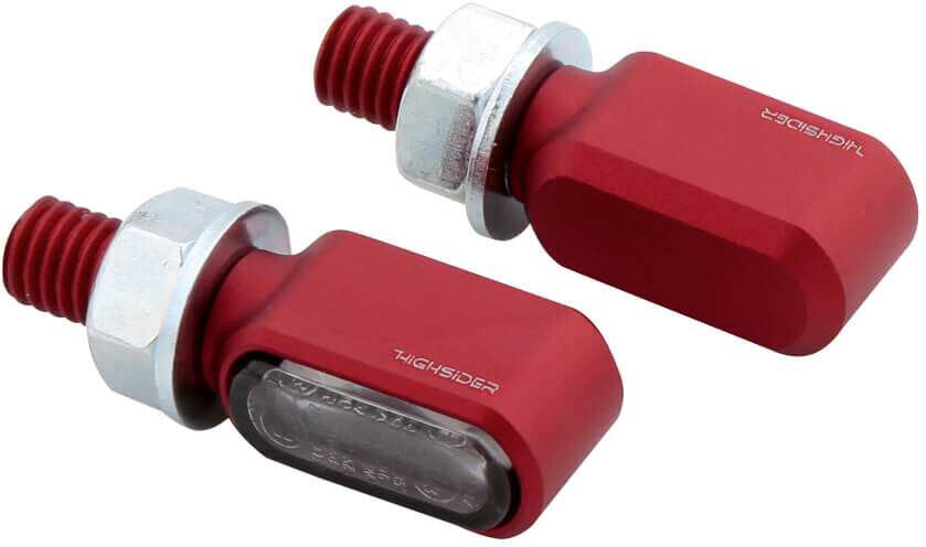 HIGHSIDER Indicatori LED  CNC LITTLE BRONX, rosso, vetro colorato, approvato E, coppia Rosso