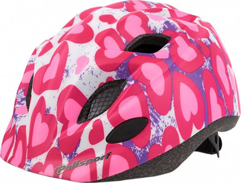 POLISPORT Casco Junior Glitter Taglia S con Glitter Hearts Supporto per casco