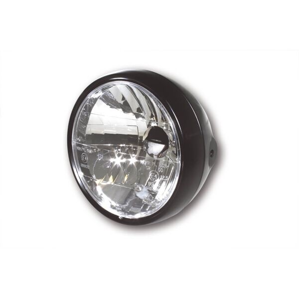 shin yo headlight, 6 1/2 alloggiamento in metallo in satinio nero rifinito, con luce di parcheggio nero