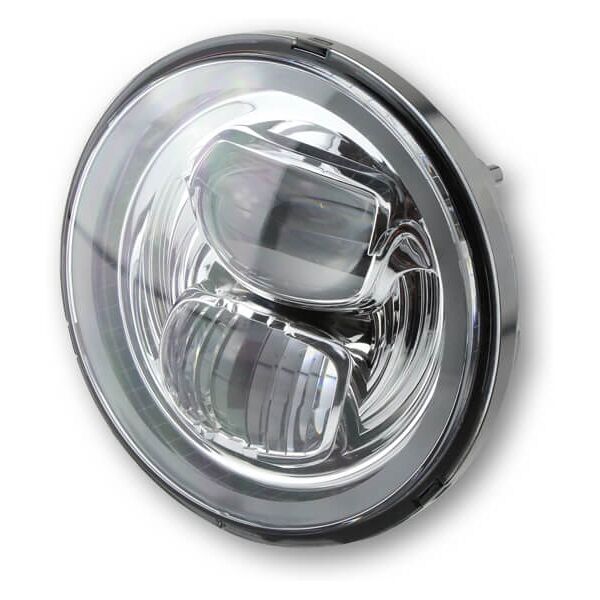 highsider led ingresso headlight type 7 con anello di luce di parcheggio, rotondo, cromo, 5 3/4 pollici argento